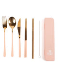 The Somewhere Co Take Me Away Cutlery Kit - Rose Gold With Blush Handle