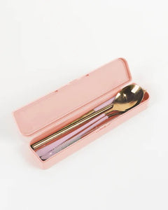 Take Me Away Cutlery Kit - Rose Gold With Lilac Handle