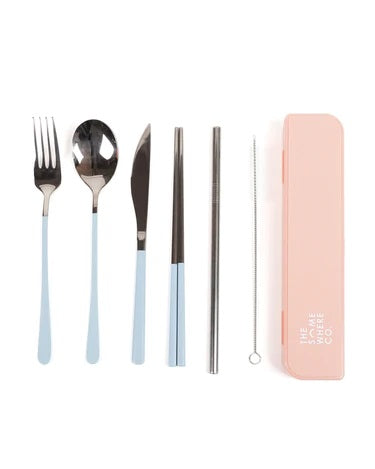 Take Me Away Cutlery Kit - Silver With Powder Blue Handle
