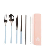 Load image into Gallery viewer, Take Me Away Cutlery Kit - Silver With Powder Blue Handle
