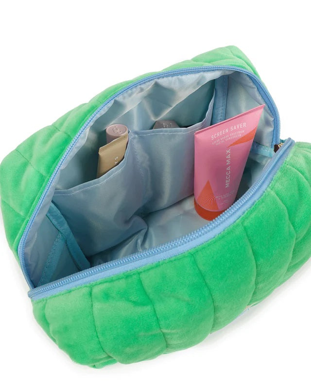 The Somewhere Co Green Velvet Cosmetic Case