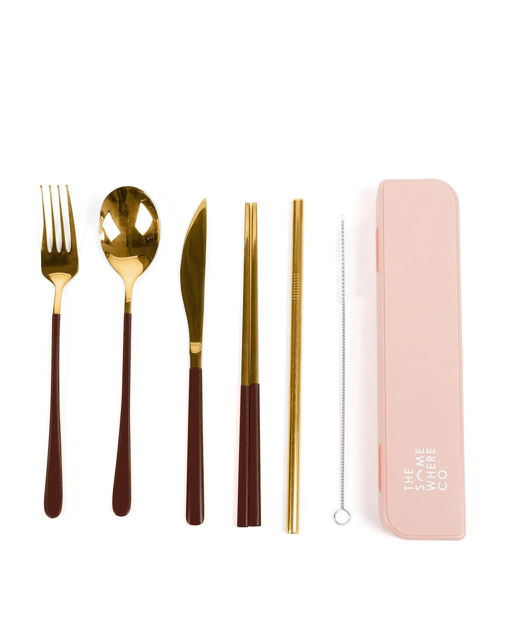 The Somewhere Co Take Me Away Cutler Kit - Gold With Chocolate Handle