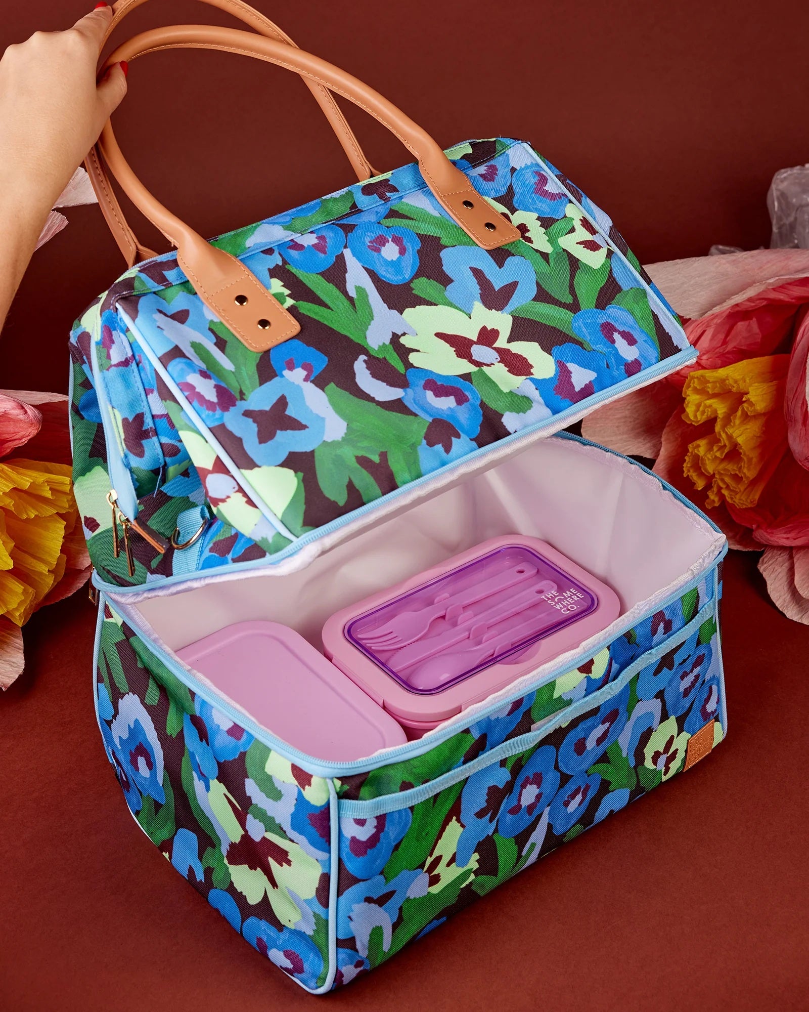 The Somewhere Co Pansy Patch Cooler Bag