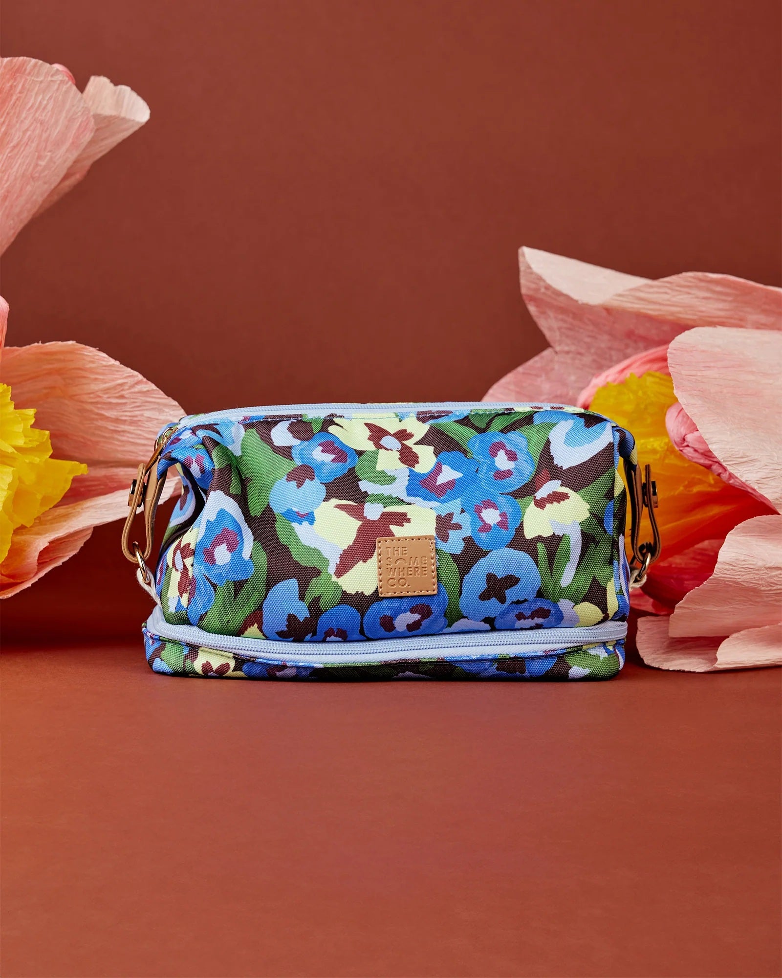 The Somewhere Co Pansy Patch Cosmetic Bag