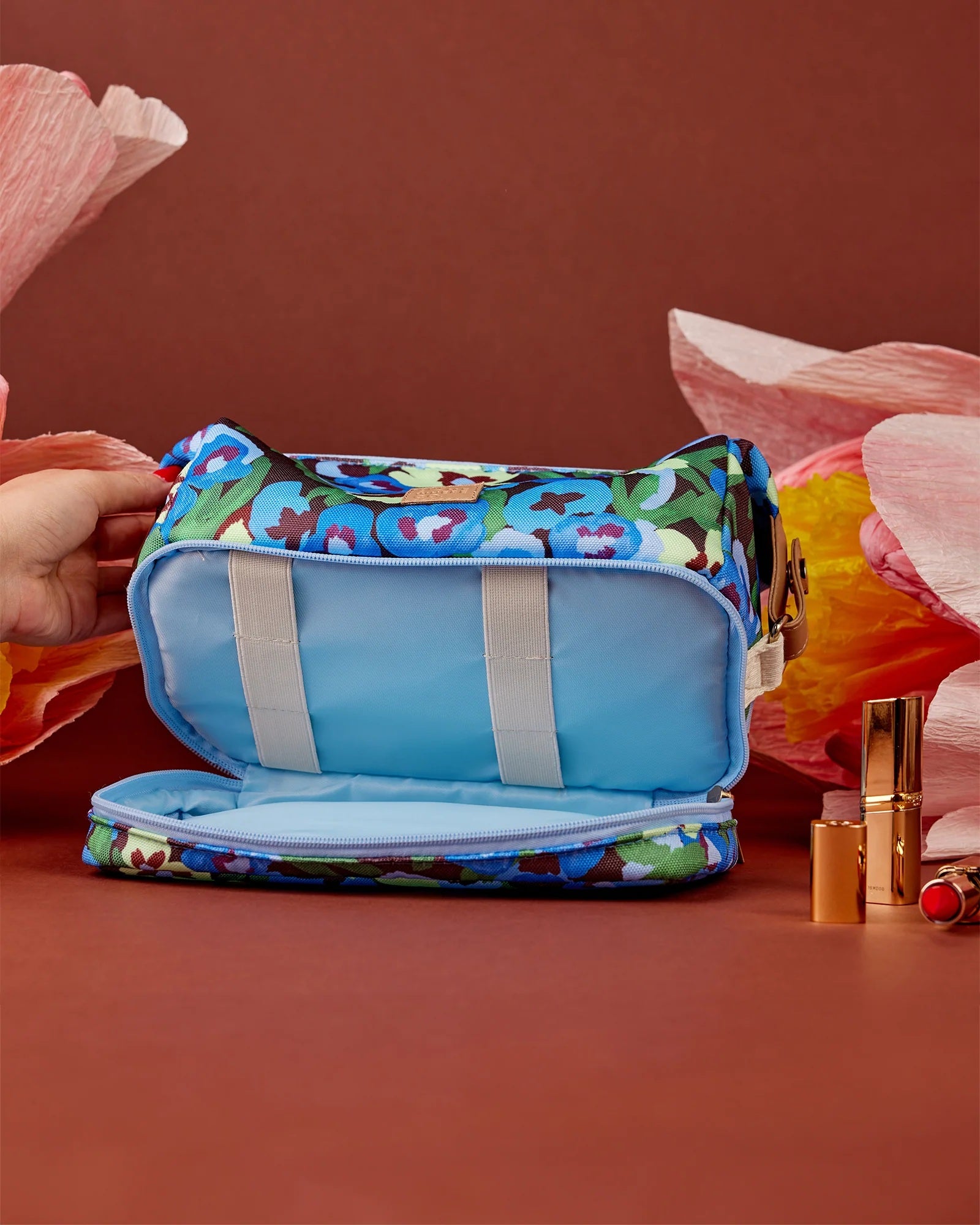 The Somewhere Co Pansy Patch Cosmetic Bag
