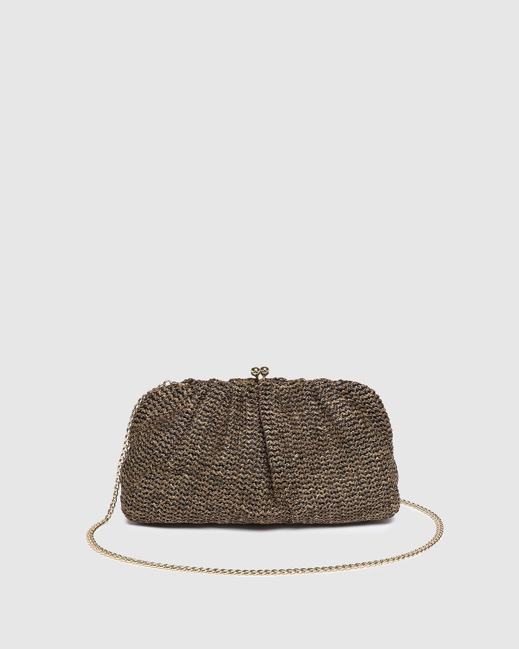 Louenhide Goldie Clutch - Raffia Chocolate