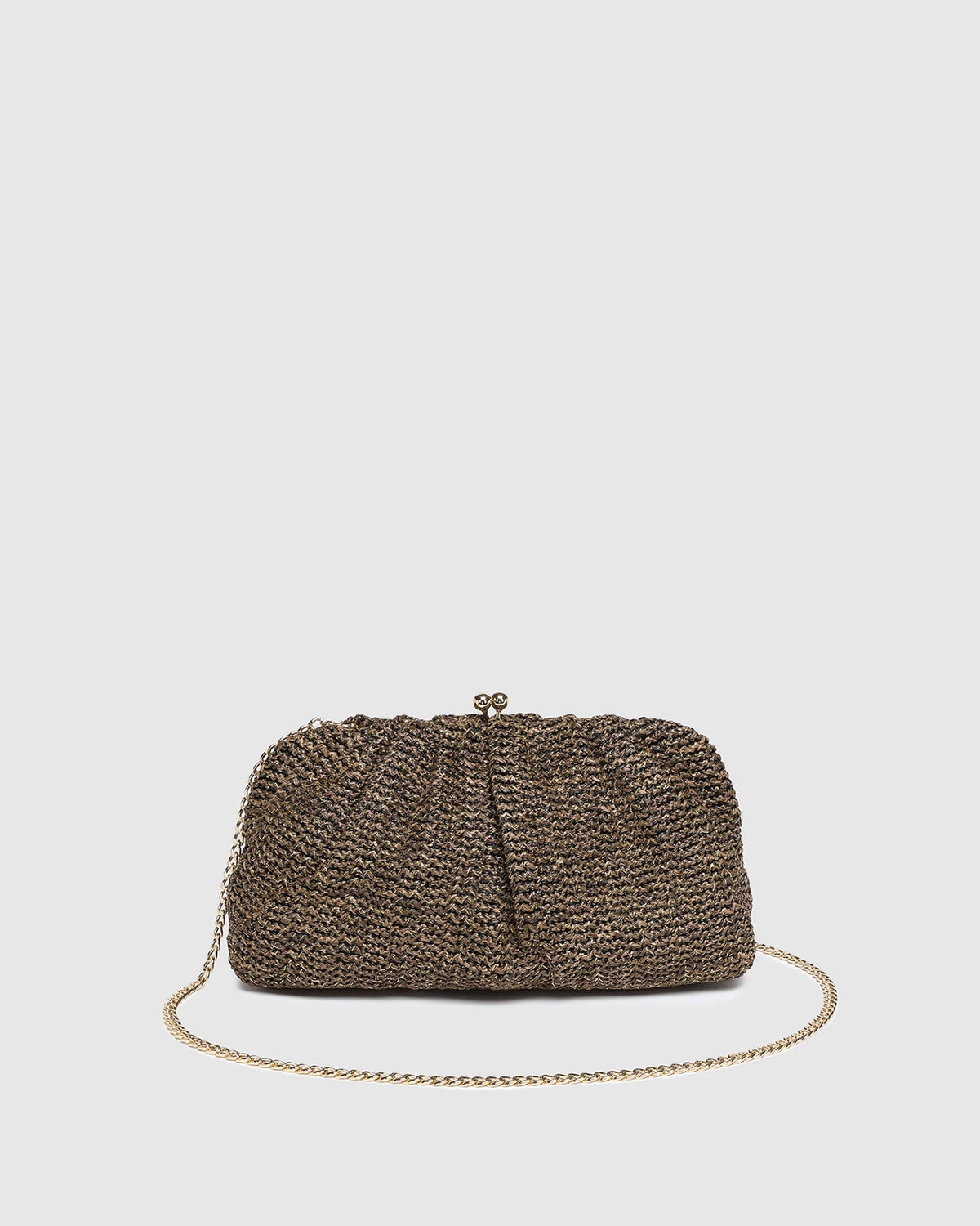Louenhide Goldie Clutch - Raffia Chocolate