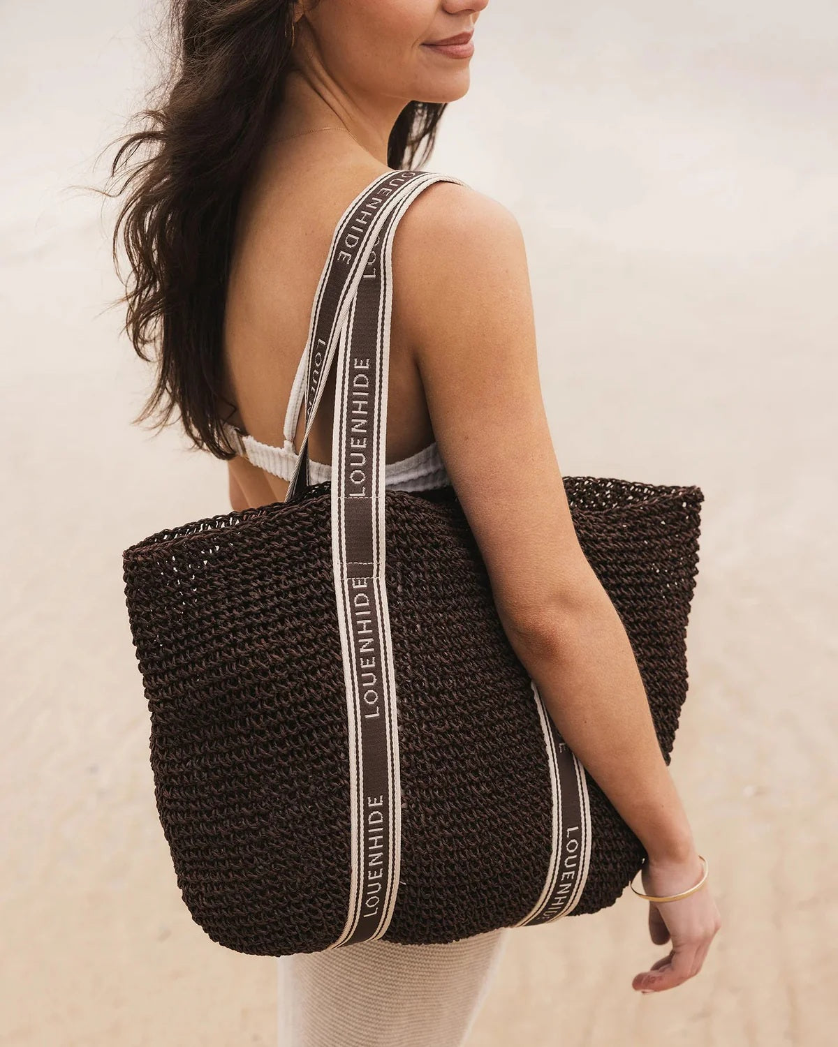 Louenhide Bali Beach Bag - Chocolate Raffia