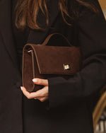 Load image into Gallery viewer, Louenhide Delaney Suedette Clutch - Chocolate
