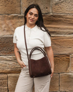 Load image into Gallery viewer, Louenhide Steffie Suedette Mini Tote Bag - Chocolate
