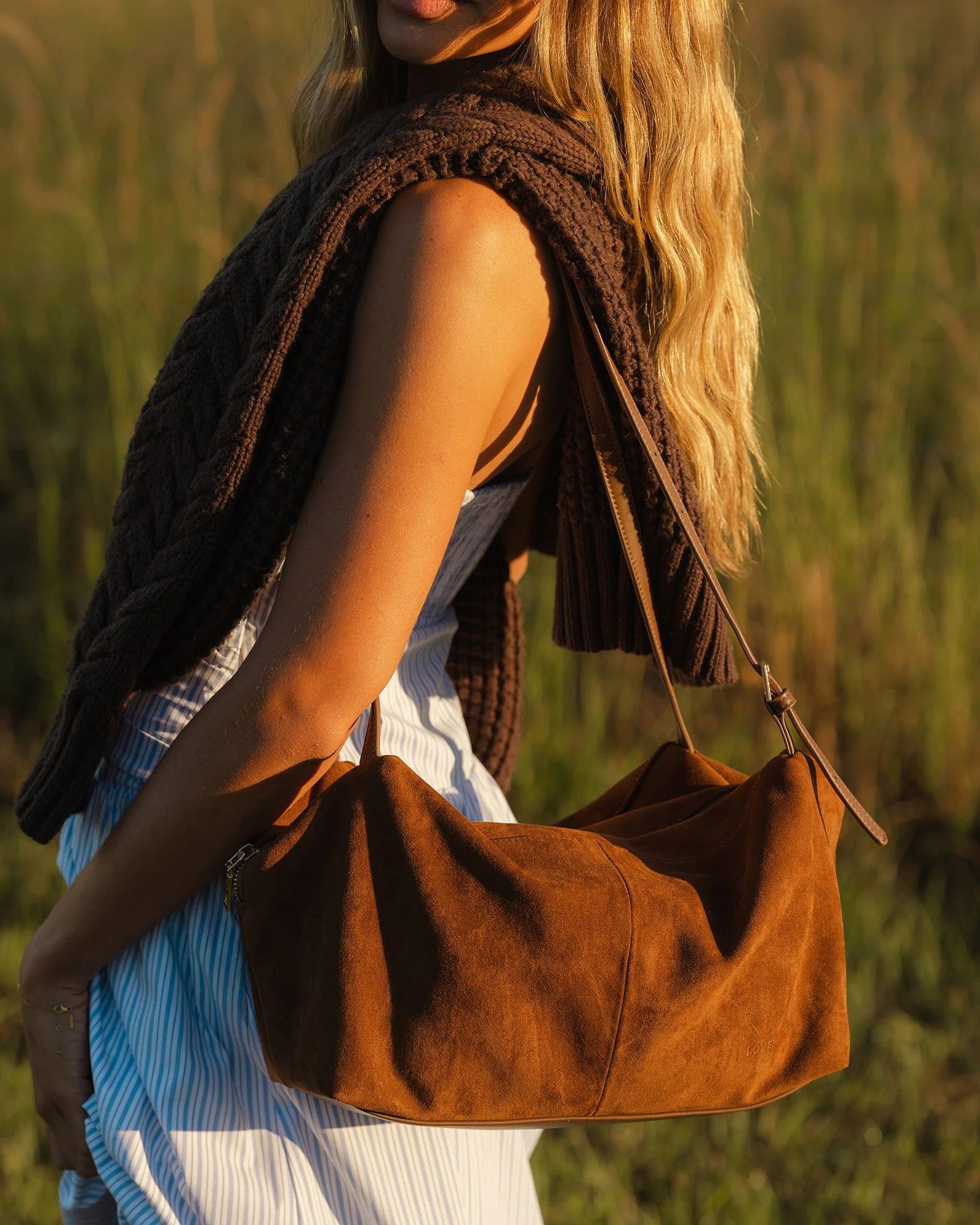 Louenhide Marissa Suedette Shoulder Bag - Cognac