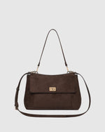 Load image into Gallery viewer, Louenhide Arden Suedette Shoulder Bag - Chocolate
