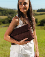 Load image into Gallery viewer, Louenhide Luka Suedette Clutch - Chocolate
