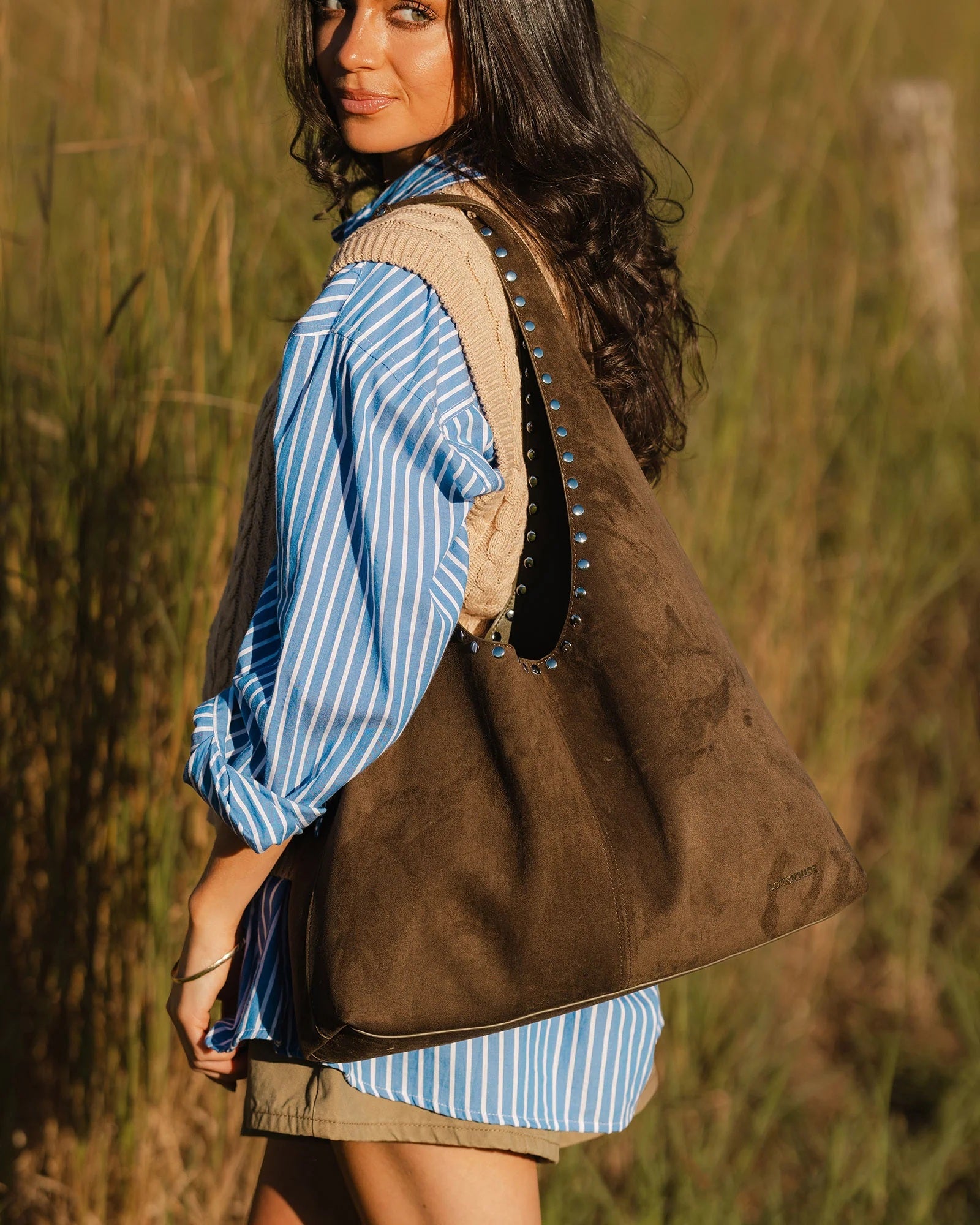 Louenhide Hailey Suedette Shoulder Bag - Olive