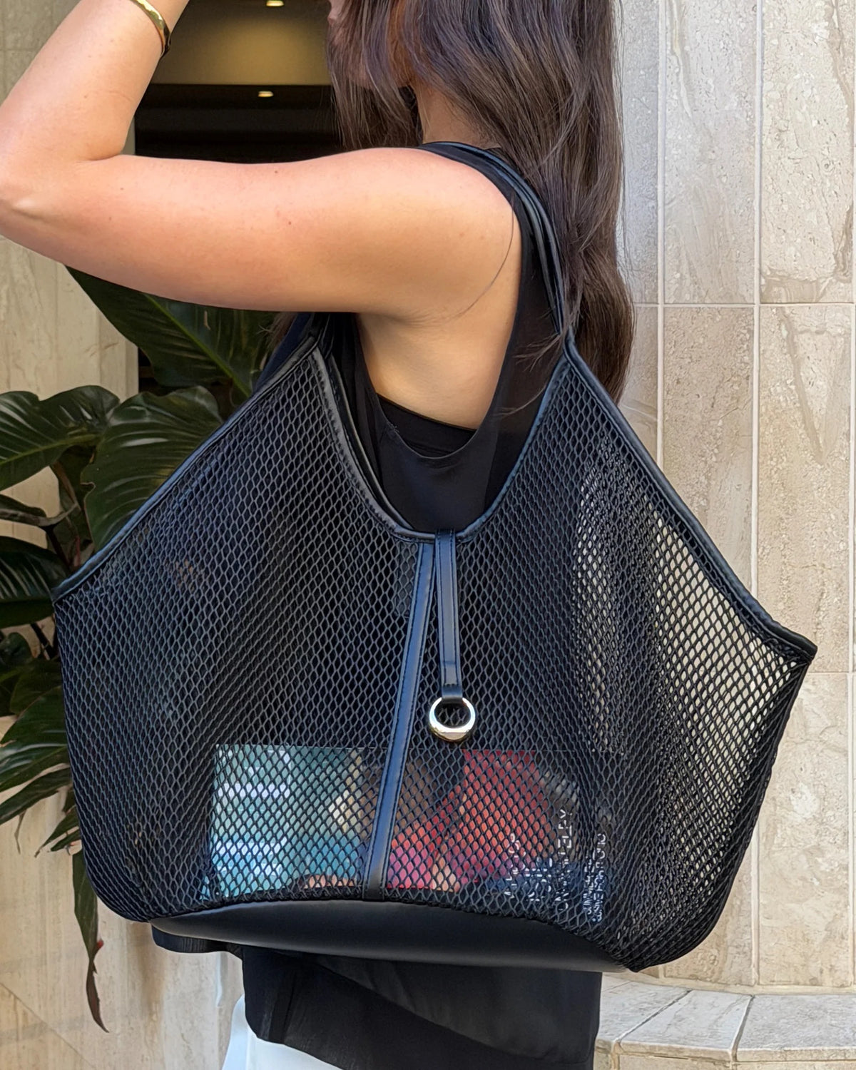 Louenhide Calypso Mesh Tote Bag - Black