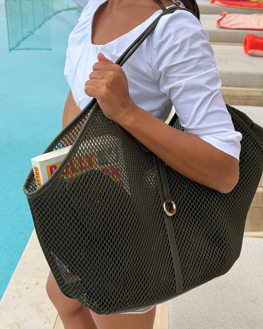 Louenhide Calypso Mesh Tote Bag - Olive
