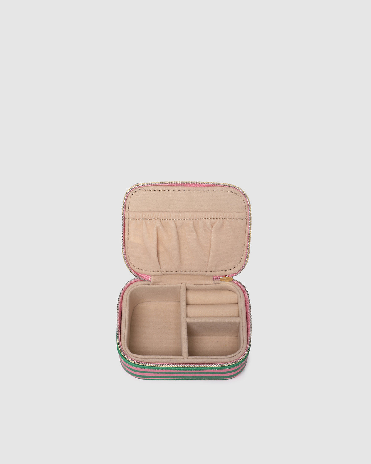 Louenhide Suzie Stripe Jewellery Box - Green/bubblegum Pink