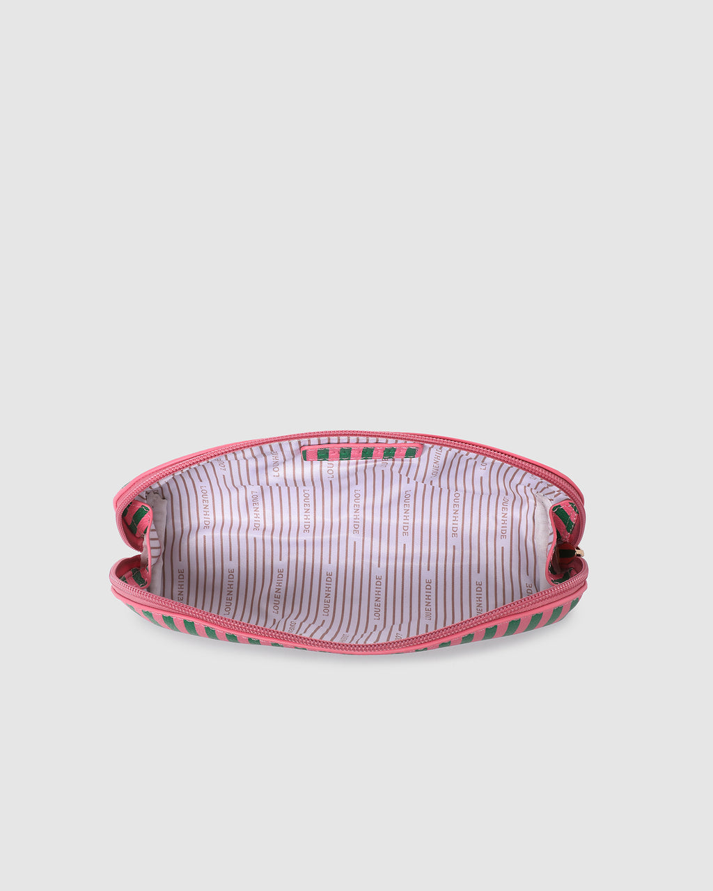 Louenhide Jayne Stripe Makeup Bag - Green/bubblegum Pink