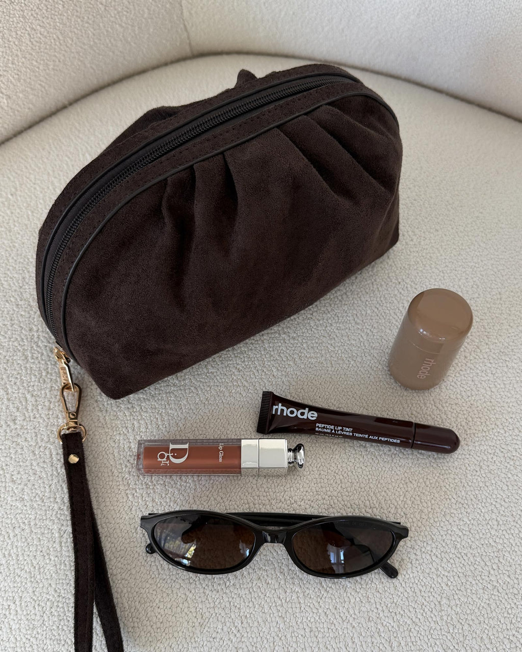 Louenhide Sarski Suedette Makeup Bag - Chocolate