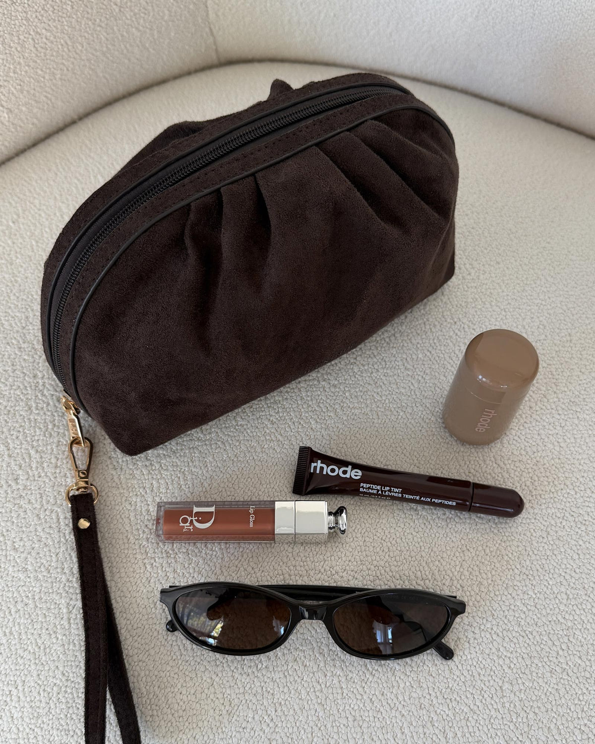 Louenhide Sarski Suedette Makeup Bag - Chocolate
