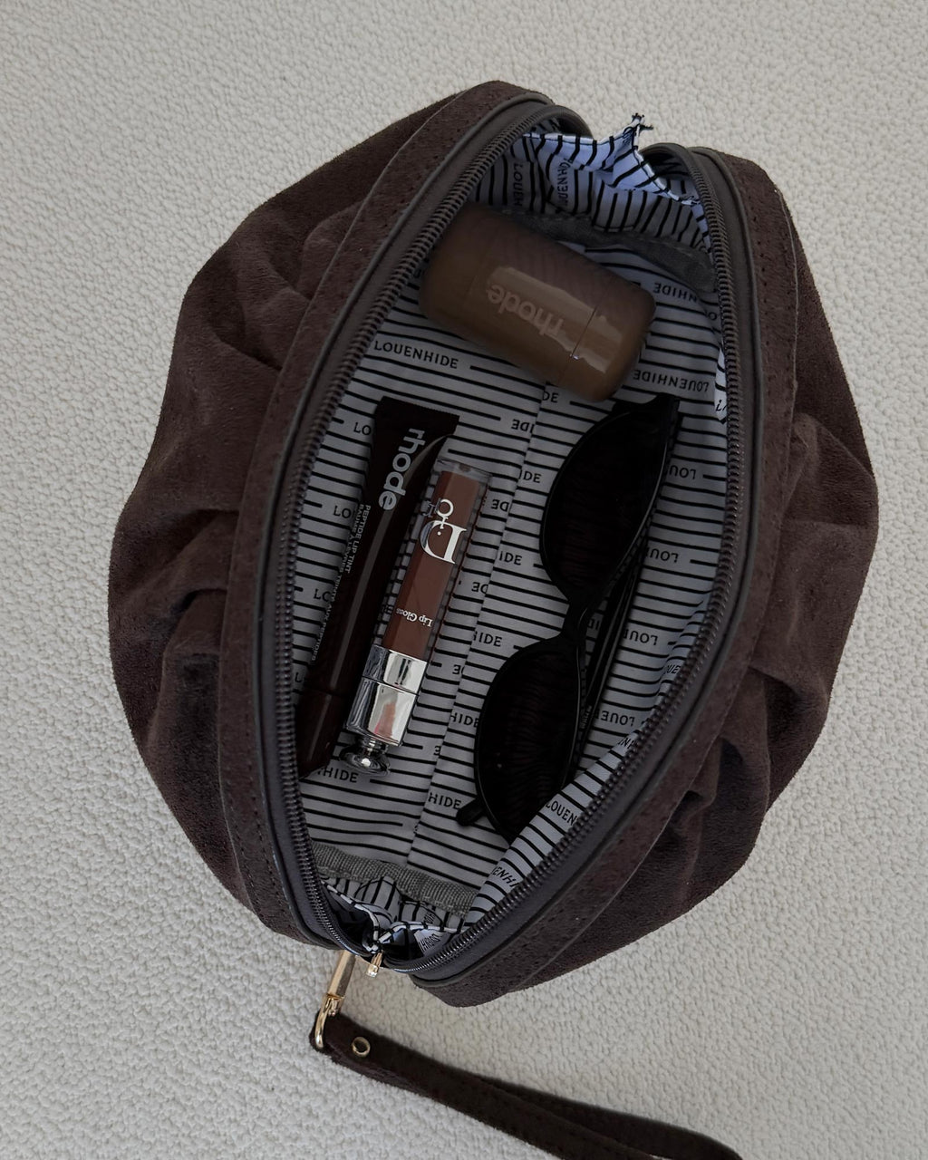 Louenhide Sarski Suedette Makeup Bag - Chocolate