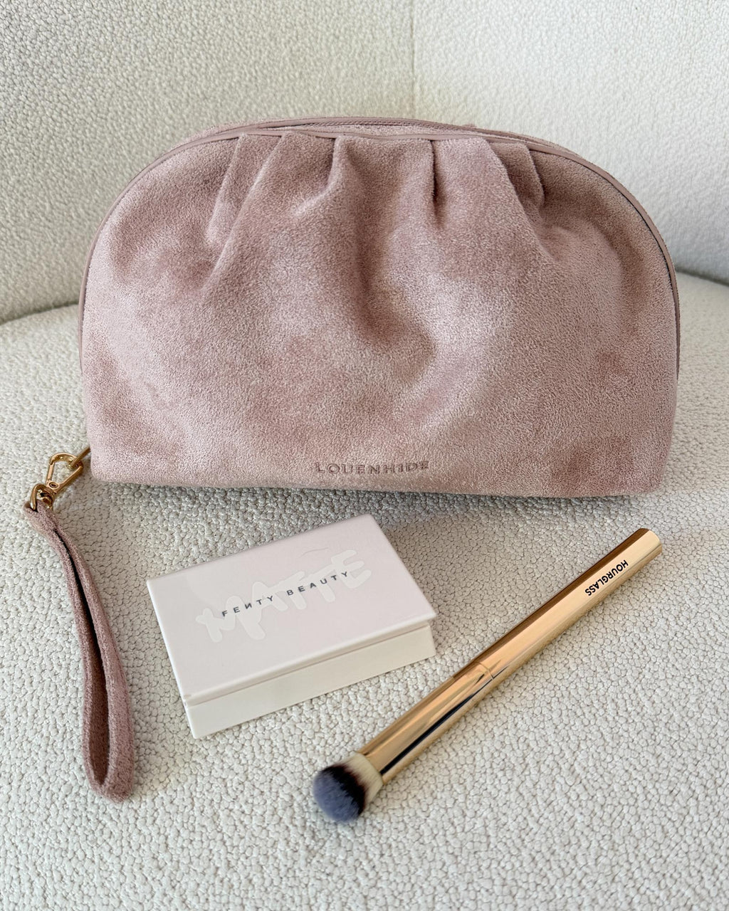 Louenhide Sarski Suedette Makeup Bag - Pale Pink