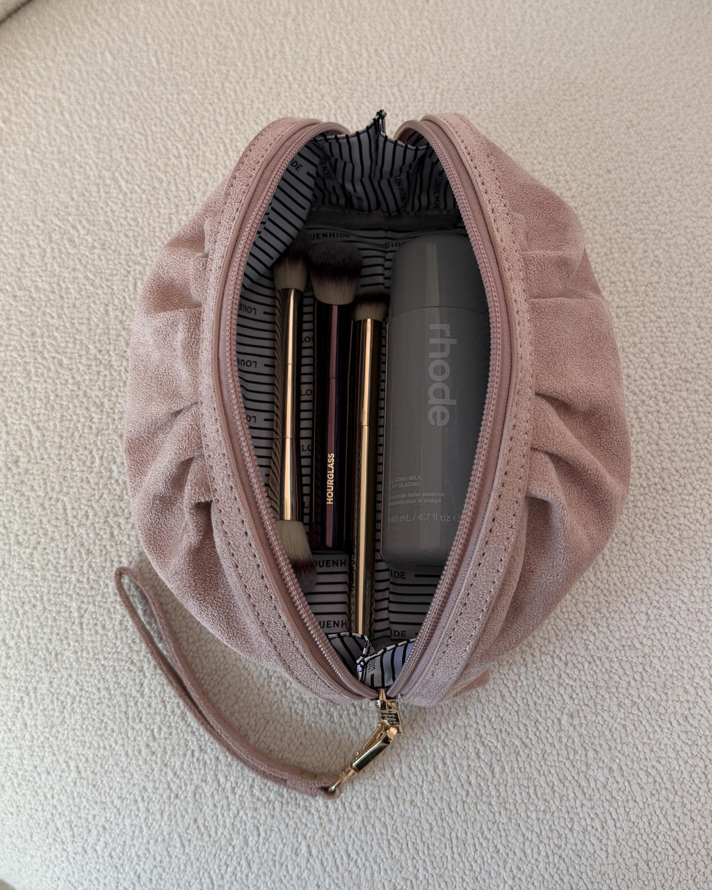 Louenhide Sarski Suedette Makeup Bag - Pale Pink