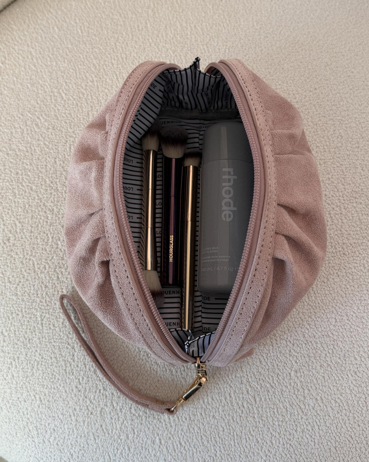 Louenhide Sarski Suedette Makeup Bag - Pale Pink