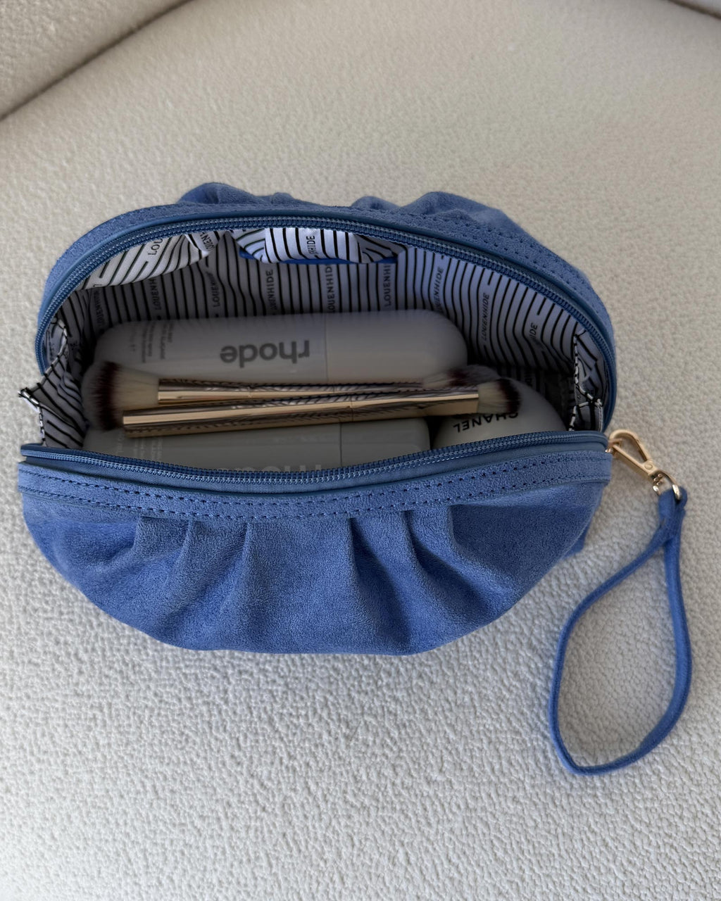 Louenhide Sarski Suedette Makeup Bag - Persian Blue