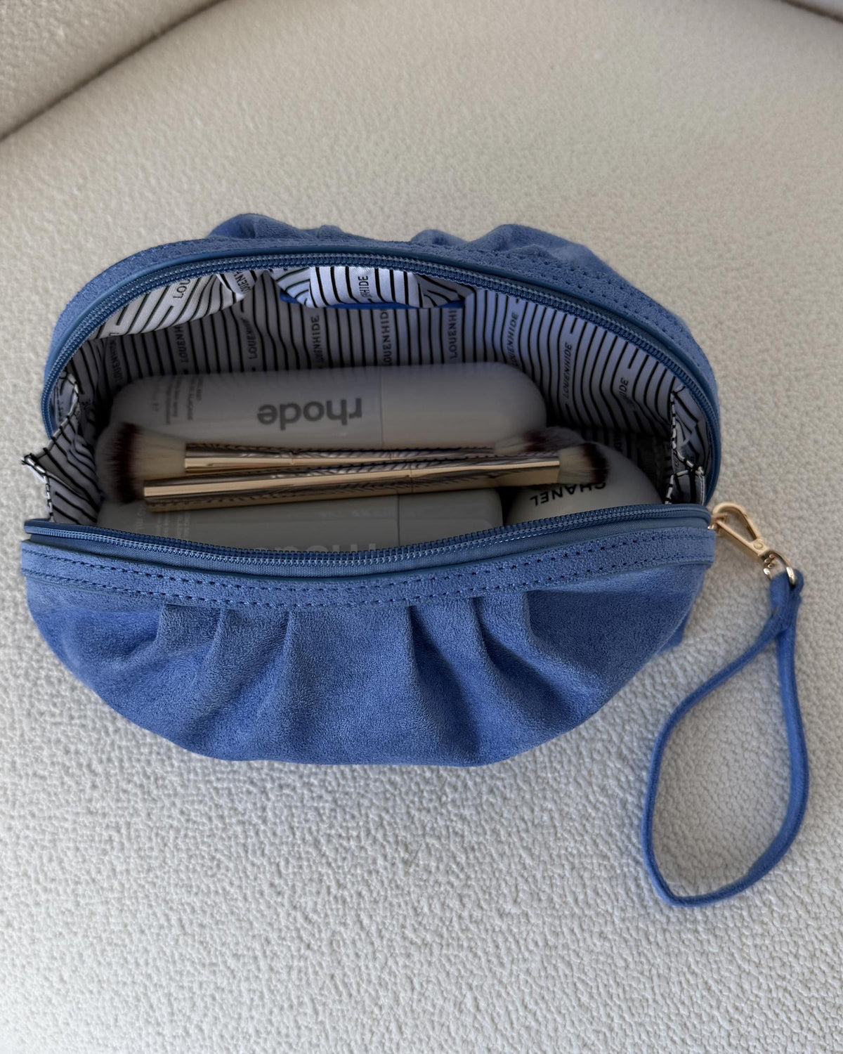Louenhide Sarski Suedette Makeup Bag - Persian Blue