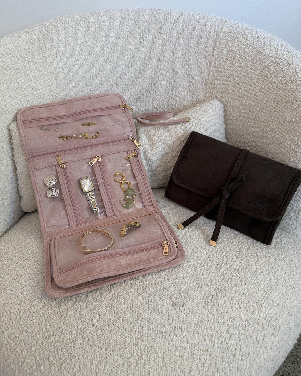 Louenhide Carla Suedette Jewellery Sleeve - Chocolate