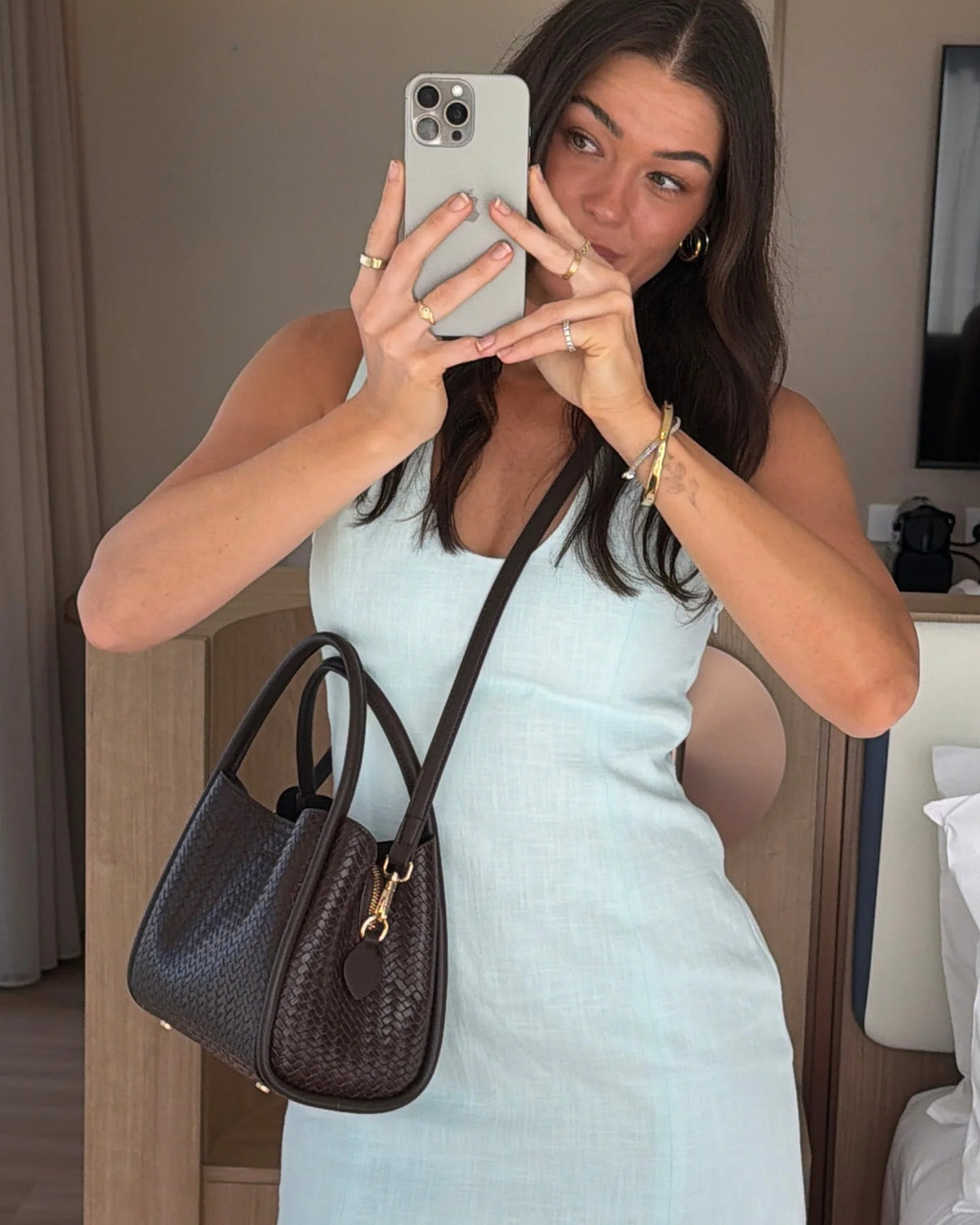 Louenhide Steffie Mini Tote Bag - Woven Chocolate