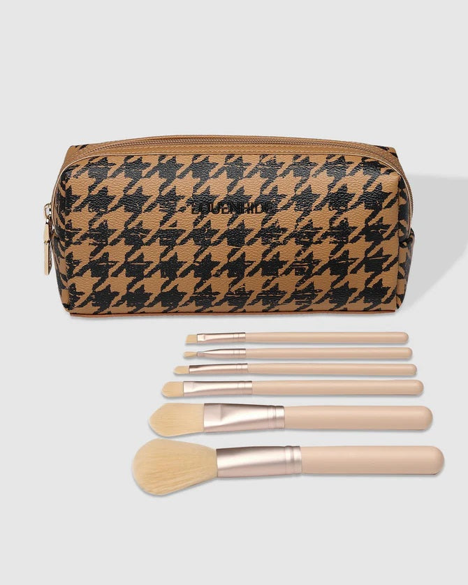 Louenhide Brianna Makeup Bag Houndstooth Camel