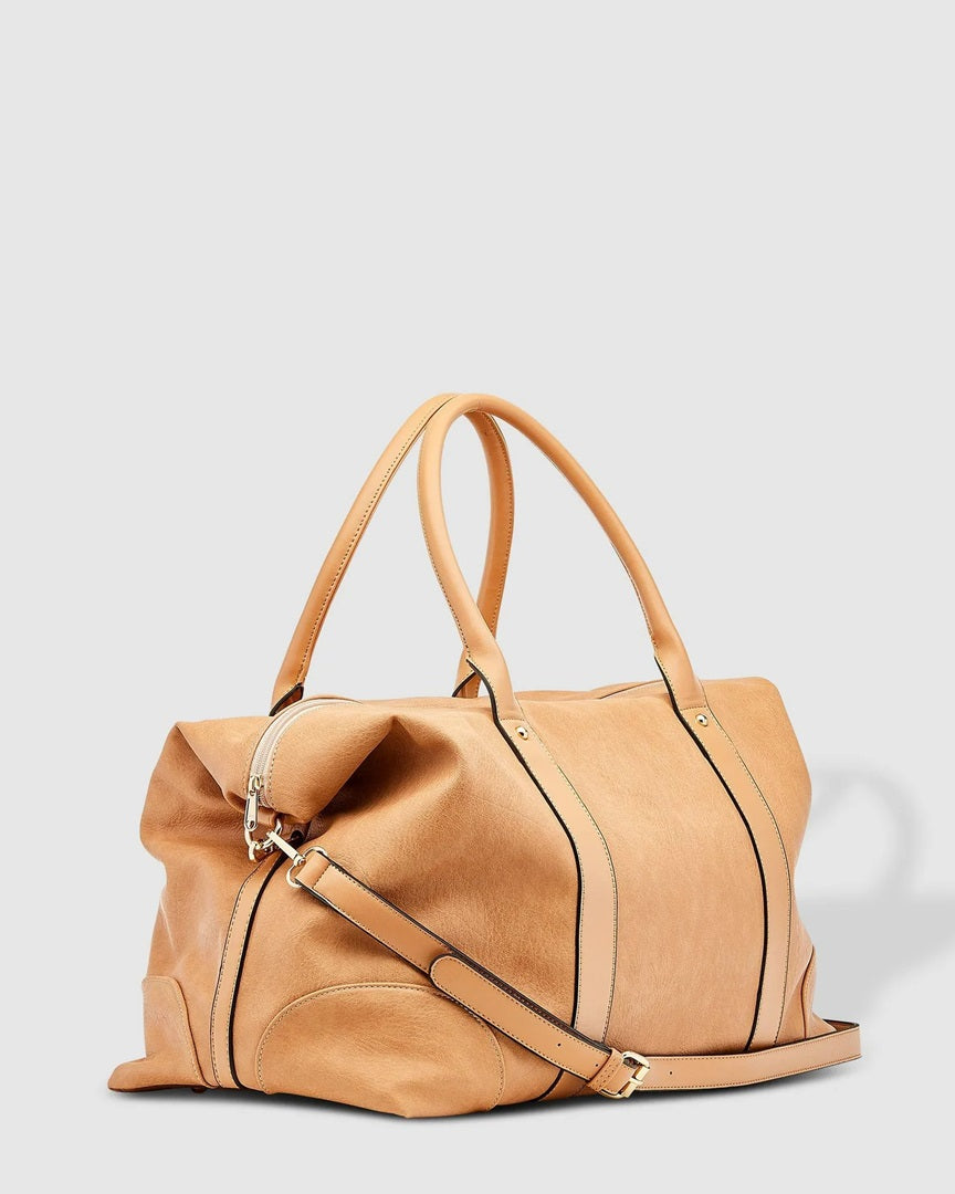 Louenhide Alexis Stripe Weekender Travel Bag Camel Stripe Strap 