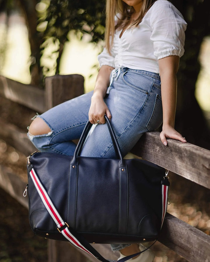 Louenhide Alexis Stripe Weekender Travel Bag Navy Stripe