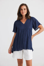 Load image into Gallery viewer, Holiday Canary Top Navy *sale*
