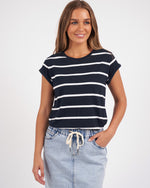 Load image into Gallery viewer, Foxwood Manly Tee Navy/white Stripe [sz:8]
