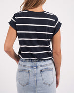 Load image into Gallery viewer, Foxwood Manly Tee Navy/white Stripe [sz:8]
