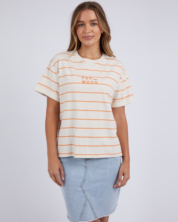 Foxwood Huntleigh Stripe Tee Orange White Stripe [sz:10]