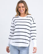 Load image into Gallery viewer, Foxwood Farrah Stripe Long Sleeve White/navy Stripe [sz:10]
