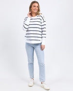 Load image into Gallery viewer, Foxwood Farrah Stripe Long Sleeve White/navy Stripe [sz:10]

