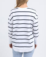 Load image into Gallery viewer, Foxwood Farrah Stripe Long Sleeve White/navy Stripe [sz:10]
