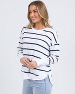 Load image into Gallery viewer, Foxwood Farrah Stripe Long Sleeve White/navy Stripe [sz:10]
