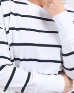 Load image into Gallery viewer, Foxwood Farrah Stripe Long Sleeve White/navy Stripe [sz:10]
