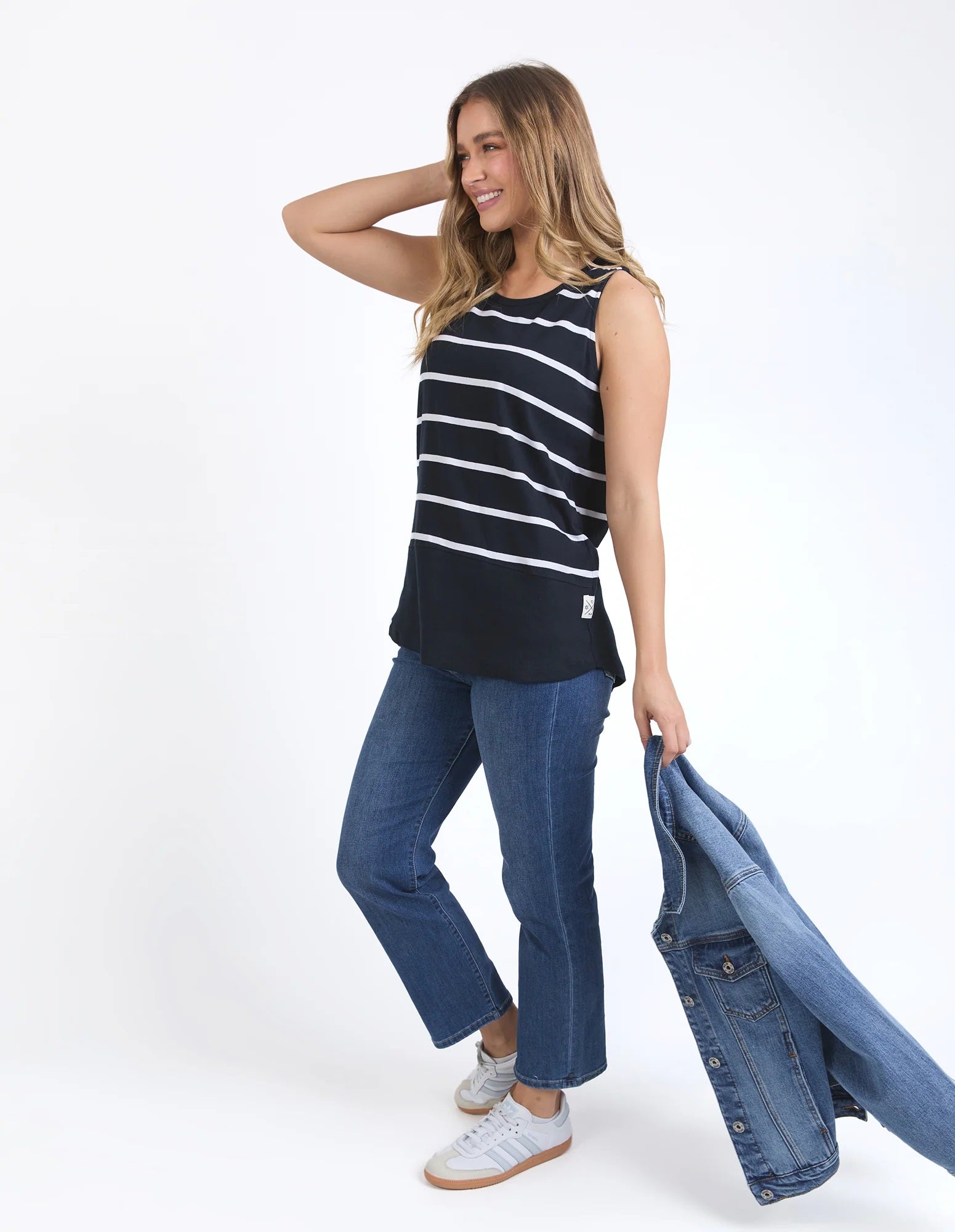 Elm Rib Tank - Navy/white Stripe [sz:8]