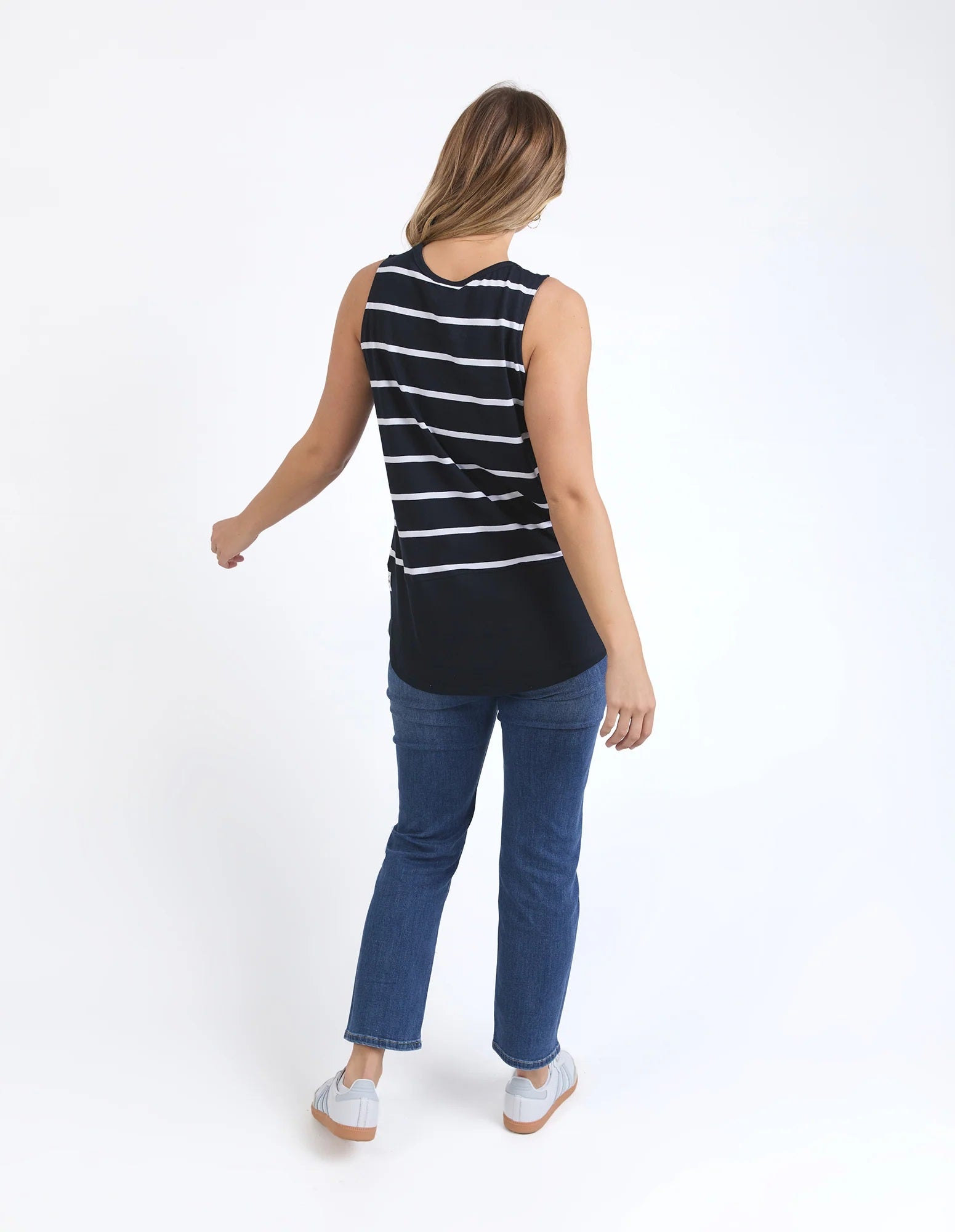 Elm Rib Tank - Navy/white Stripe [sz:8]