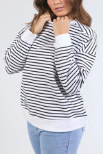 Load image into Gallery viewer, Foxwood Original Stripe Crew White/black/stripe [sz:8]
