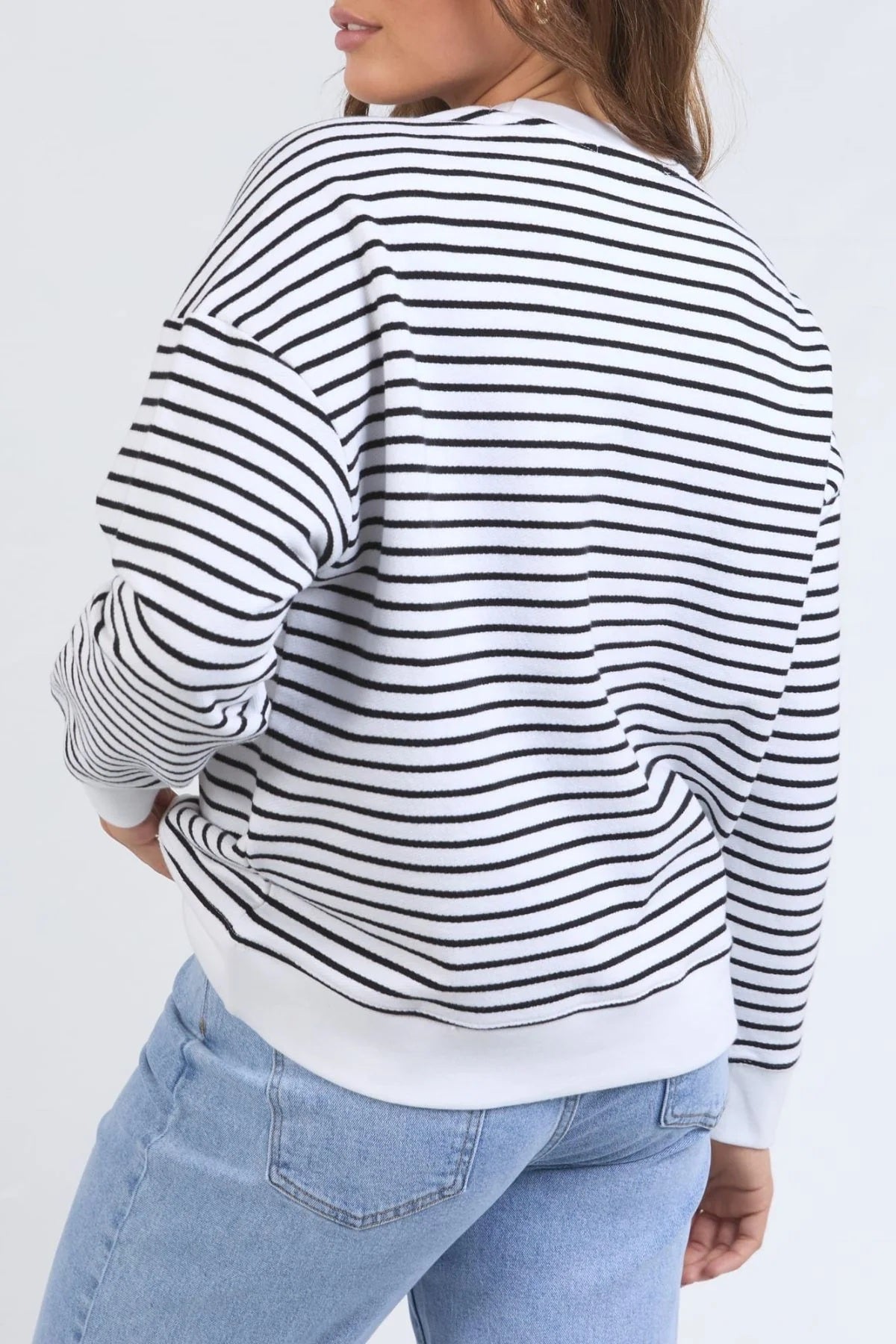Foxwood Original Stripe Crew White/black/stripe [sz:8]