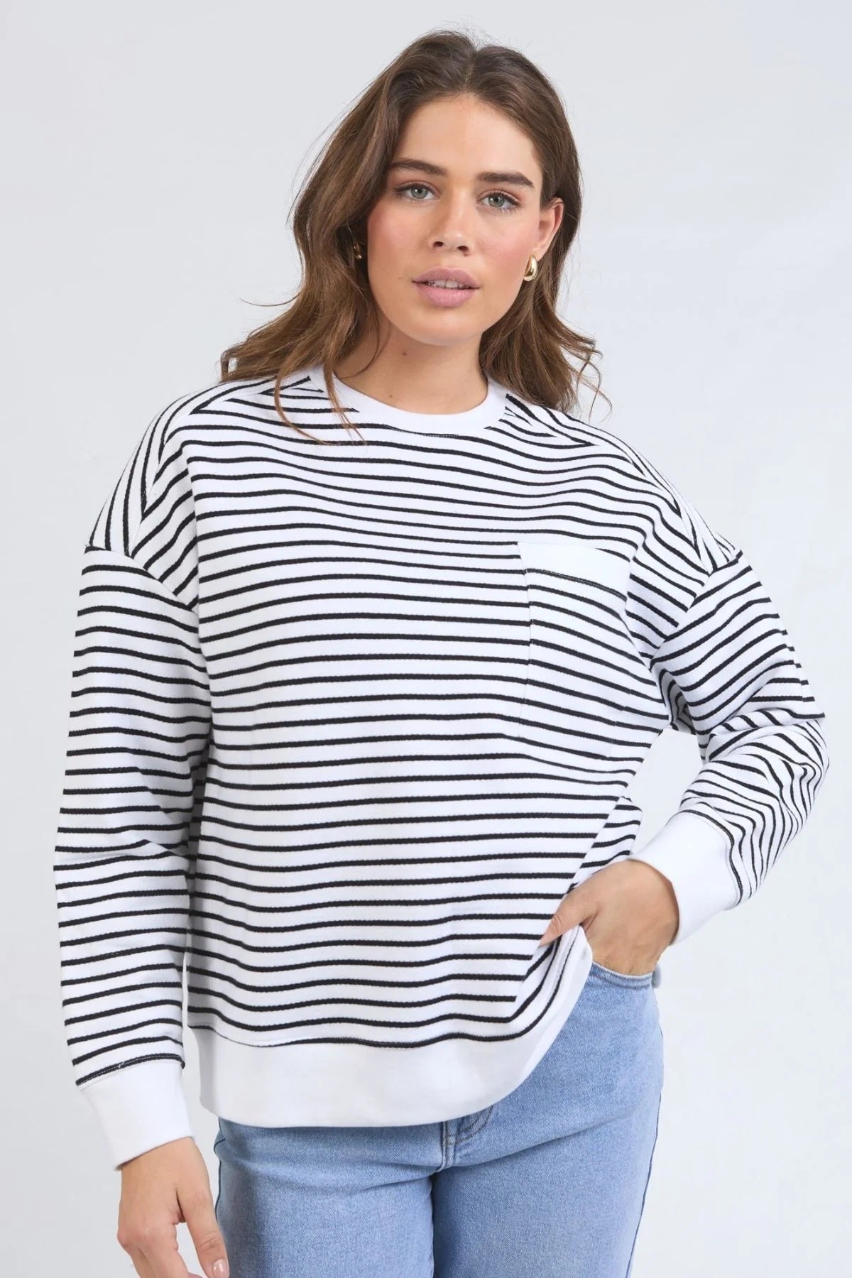 Foxwood Original Stripe Crew White/black/stripe [sz:8]