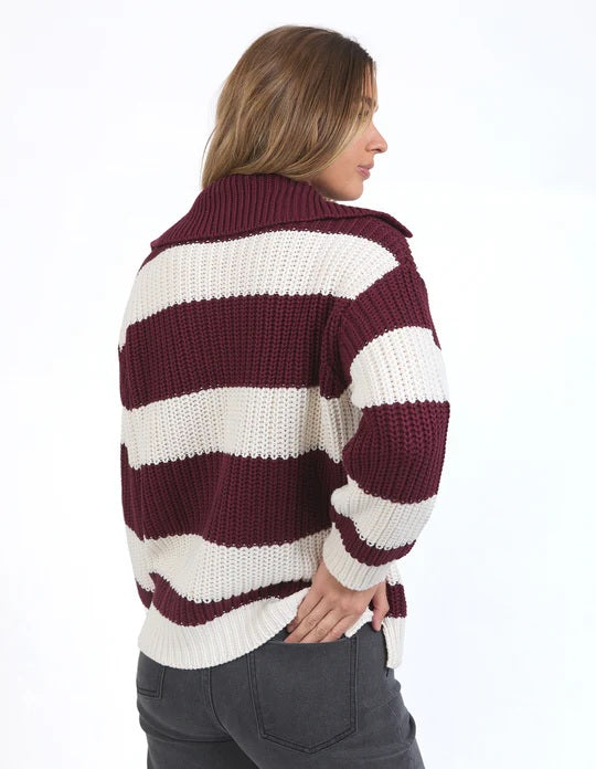 Foxwood Estella Stripe Knit Berry/white Stripe [sz:10]